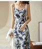 Elegant Print Midi Dress – Slim Fit Sundress for Casual Autumn Looks
