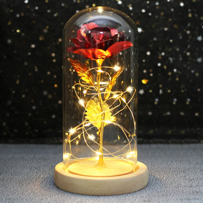 Galaxy Rose with Fairy Lights in Dome – Perfect Gift