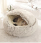 Plush Covered Cat Bed – Warm Round Sleeping Nest for Small Dogs & Kittens