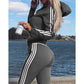 Adidas Trusted Autumn Women’s Striped Colorblock Hoodie and Cuffed Sweatpants Set