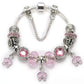 Elegant Charm Bracelet for Women – Cherry Blossom, Heart & Crystal Beads
