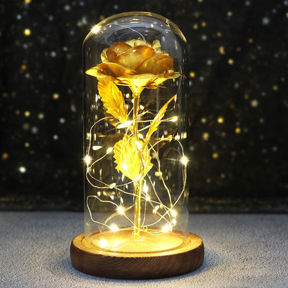 Galaxy Rose with Fairy Lights in Dome – Perfect Gift