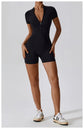 Short Sleeve Zipper Jumpsuit – Comfortable Activewear for Yoga & Fitness
