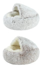 Plush Covered Cat Bed – Warm Round Sleeping Nest for Small Dogs & Kittens