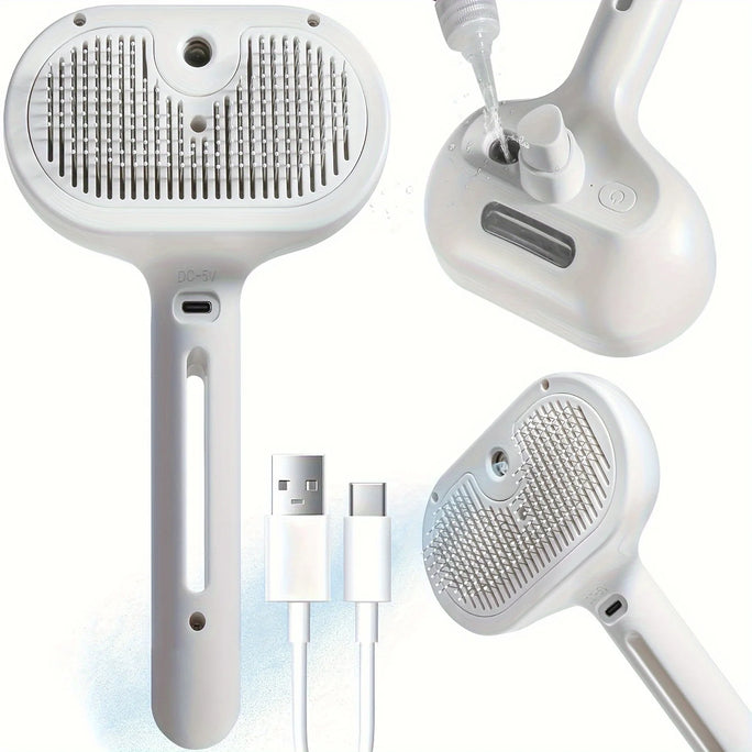 Pet Hair Remover Comb with Spray – Grooming Tool for Dogs & Cats with Built-in Mist Function